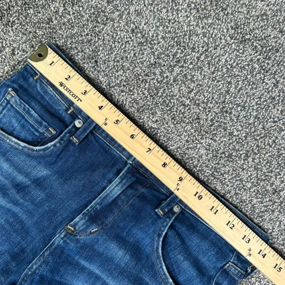 Agolde Isabel Dark Denim Distressed Raw Hem Jeans Womens 24 Straight Leg Fit - Picture 9 of 13